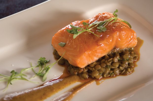 Atlantic Salmon Confit with Yellow Lentils